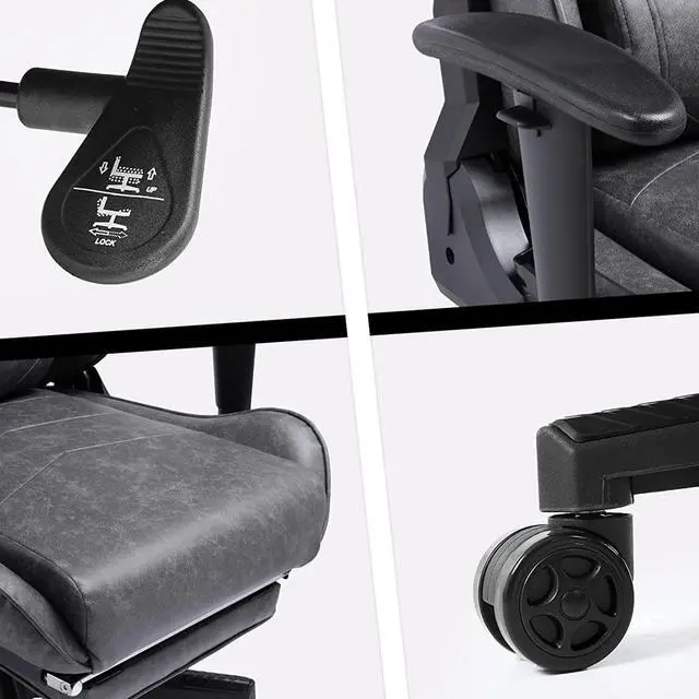 Alt view image 5 of 6 - GTRACING Big and Tall Gaming Chair with Footrest Heavy Duty Adjustable Recliner with Headrest Lumbar Support Pillow High Back Ergonomic Leather Racing Computer Desk Executive Office Chair