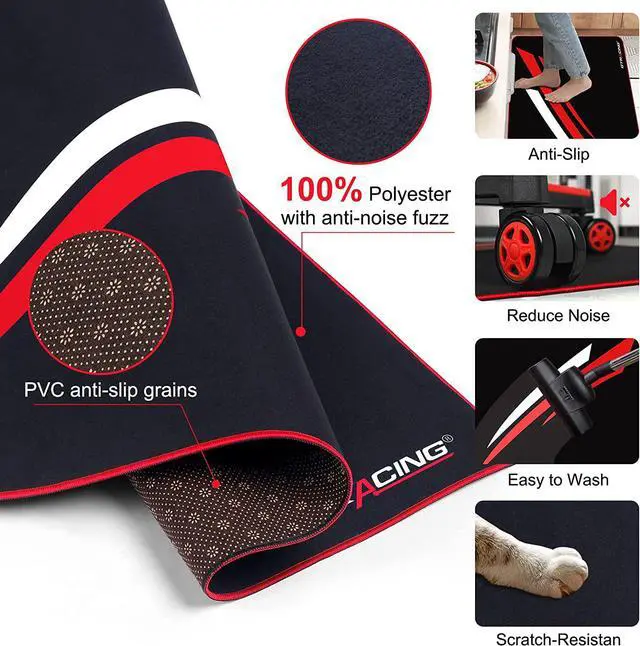 Alt view image 3 of 7 - GTRACING Gaming Chair Mat for Hardwood Floor 43 x 35inch Office Computer Gaming Desk Chair Mat for Hard Floor Small Red