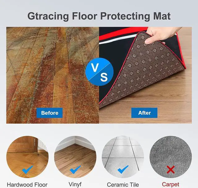 Alt view image 4 of 7 - GTRACING Gaming Chair Mat for Hardwood Floor 43 x 35inch Office Computer Gaming Desk Chair Mat for Hard Floor Small Red