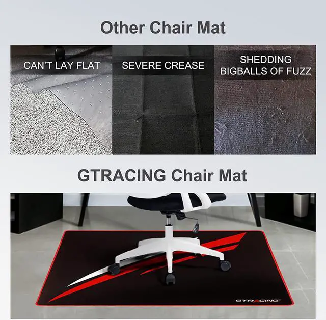 Alt view image 5 of 7 - GTRACING Gaming Chair Mat for Hardwood Floor 43 x 35inch Office Computer Gaming Desk Chair Mat for Hard Floor Small Red