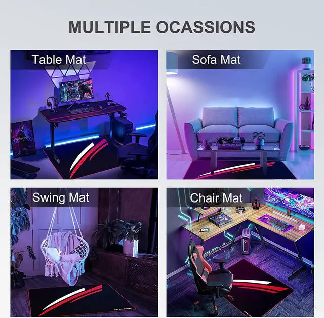 Alt view image 6 of 7 - GTRACING Gaming Chair Mat for Hardwood Floor 43 x 35inch Office Computer Gaming Desk Chair Mat for Hard Floor Small Red