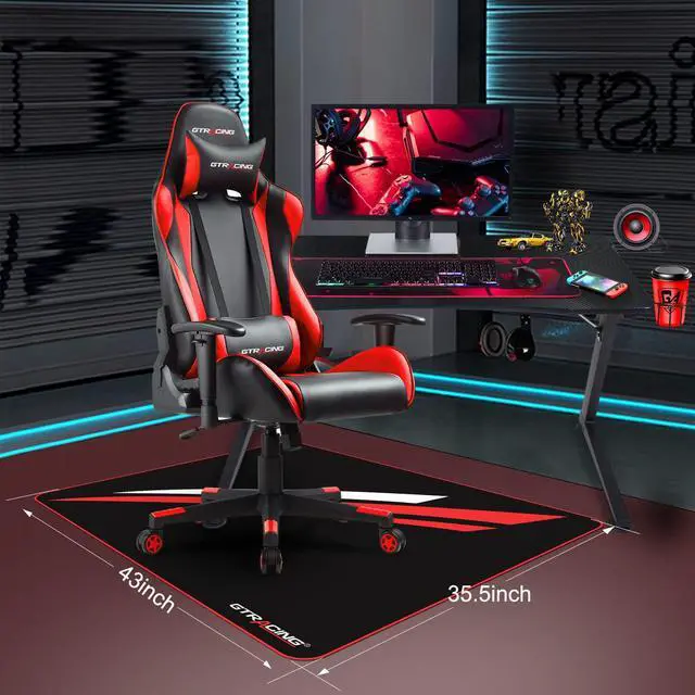 Alt view image 7 of 7 - GTRACING Gaming Chair Mat for Hardwood Floor 43 x 35inch Office Computer Gaming Desk Chair Mat for Hard Floor Small Red