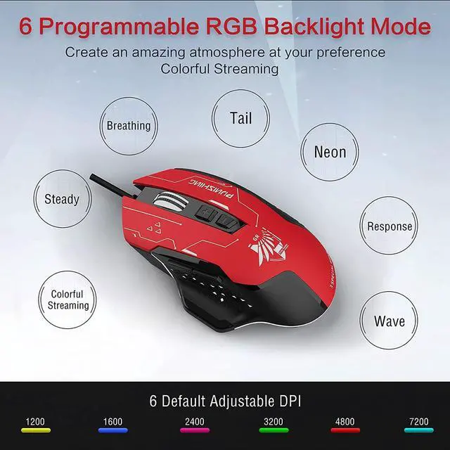 Alt view image 3 of 6 - GTRACING X PUNISHING Series Gray Raven Gaming Mouse