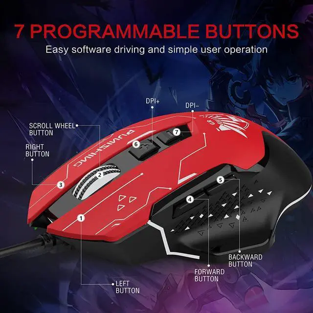 Alt view image 4 of 6 - GTRACING X PUNISHING Series Gray Raven Gaming Mouse