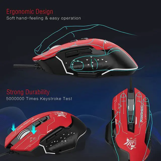 Alt view image 6 of 6 - GTRACING X PUNISHING Series Gray Raven Gaming Mouse