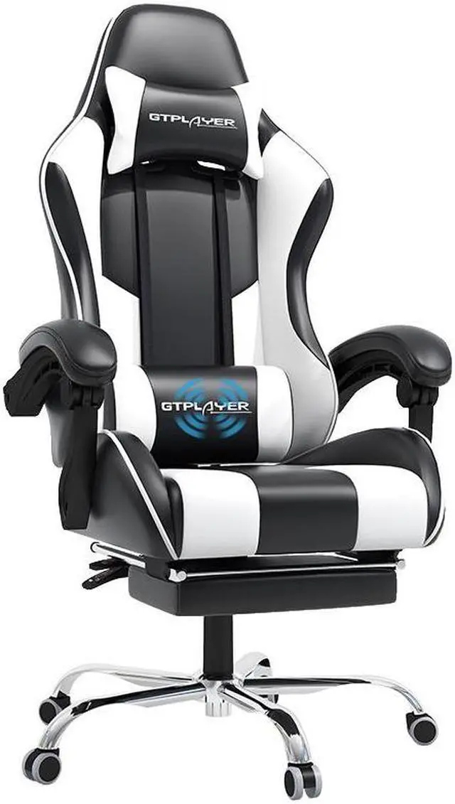 Main image of GTPLAYER Gaming Chair, Computer Chair with Footrest and Lumbar Support, Height Adjustable Game Chair with 360°-Swivel Seat and Headrest and for Office or Gaming (White)