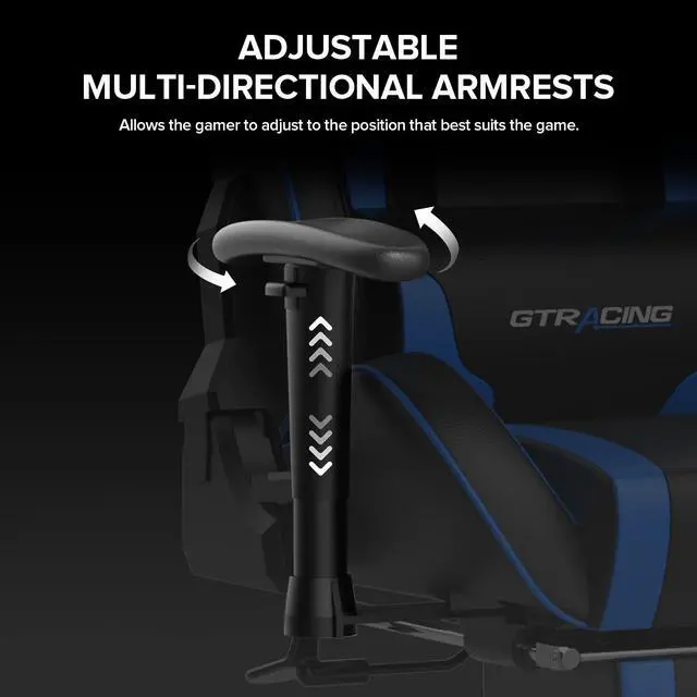 Alt view image 6 of 7 - GTRACING Gaming Chair with Footrest and Bluetooth Speakers Music Video Game Chair Heavy Duty Ergonomic Computer Office Desk Chair (Blue)