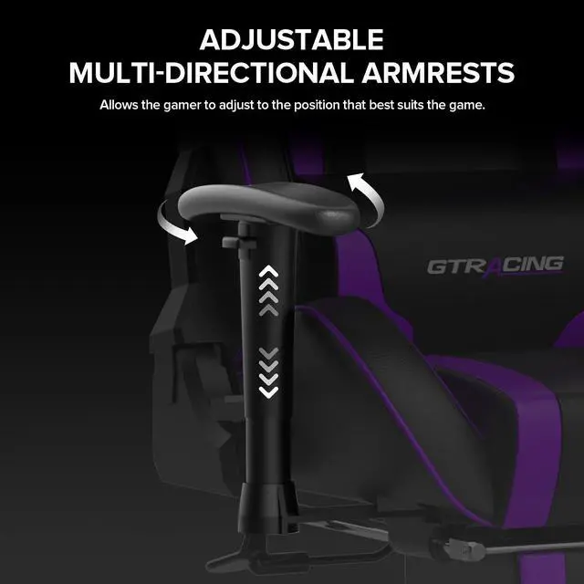 Alt view image 6 of 7 - GTRACING Gaming Chair with Footrest and Bluetooth Speakers Music Video Game Chair Heavy Duty Ergonomic Computer Office Desk Chair (Purple)