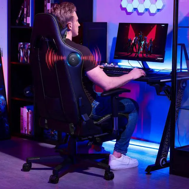 Alt view image 2 of 7 - GTRACING Gaming Chair with Footrest and Bluetooth Speakers Music Video Game Chair Heavy Duty Ergonomic Computer Office Desk Chair-Camouflage