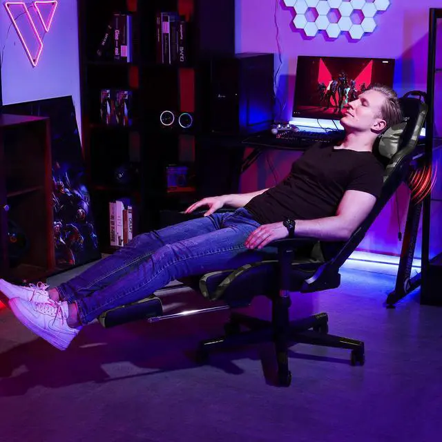 Alt view image 3 of 7 - GTRACING Gaming Chair with Footrest and Bluetooth Speakers Music Video Game Chair Heavy Duty Ergonomic Computer Office Desk Chair-Camouflage