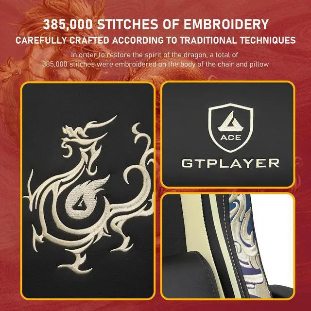 Alt view image 6 of 7 - GTPLAYER Gaming Chair with Bluetooth Speakers and Footrest, Dragon Series Video Game Chair ,Heavy Duty Ergonomic Chair,Esports Gaming Chair,Computer Office Desk Chair by GTRACING(Black)