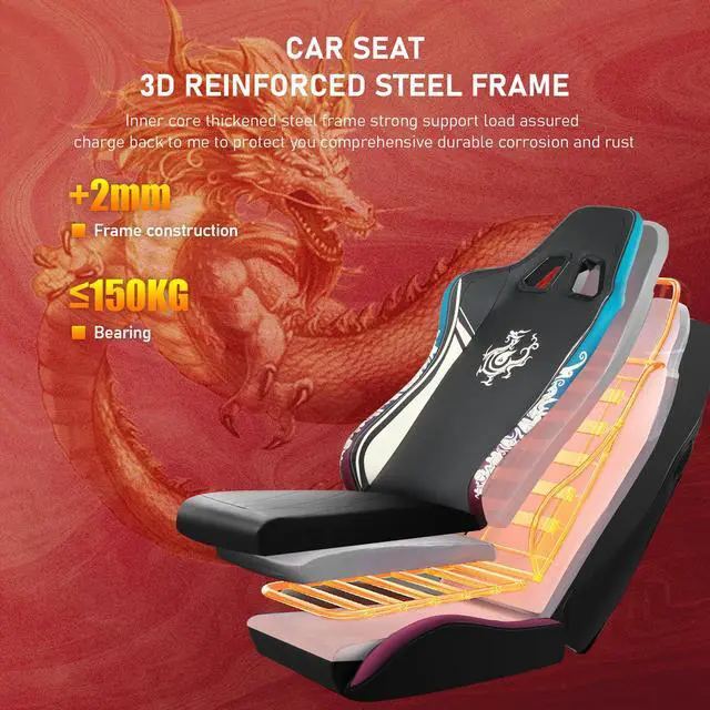 Alt view image 7 of 7 - GTPLAYER Gaming Chair with Bluetooth Speakers and Footrest, Dragon Series Video Game Chair ,Heavy Duty Ergonomic Chair,Esports Gaming Chair,Computer Office Desk Chair by GTRACING(Black)