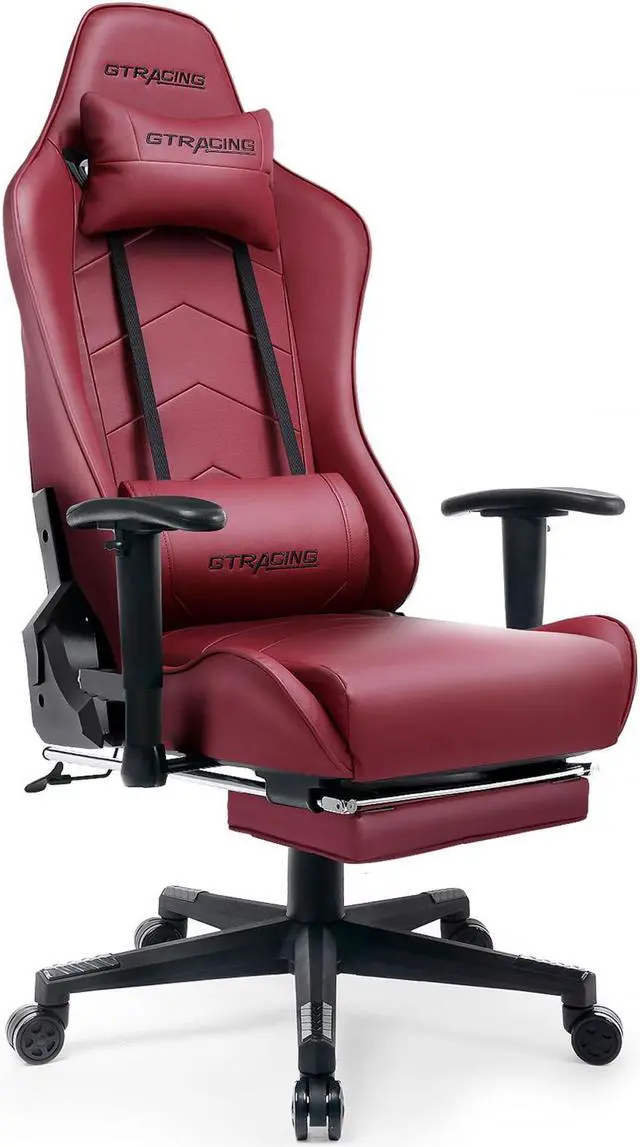 Main image of GTRACING Gaming Chair with Footrest Big and Tall Gamer Chair Office Executive Chair Heavy Duty Adjustable Recliner with Headrest Lumbar Support Cushion Desk Chair (Wine Red)