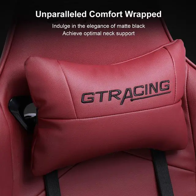 Alt view image 4 of 6 - GTRACING Gaming Chair with Footrest Big and Tall Gamer Chair Office Executive Chair Heavy Duty Adjustable Recliner with Headrest Lumbar Support Cushion Desk Chair (Wine Red)