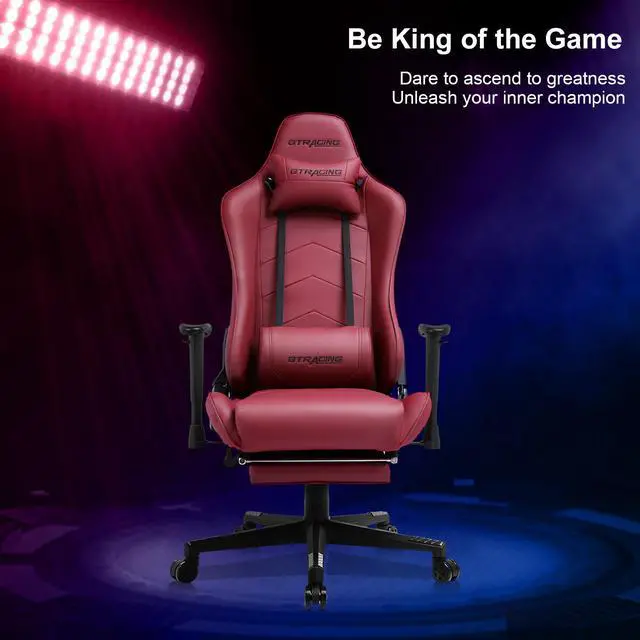Alt view image 5 of 6 - GTRACING Gaming Chair with Footrest Big and Tall Gamer Chair Office Executive Chair Heavy Duty Adjustable Recliner with Headrest Lumbar Support Cushion Desk Chair (Wine Red)