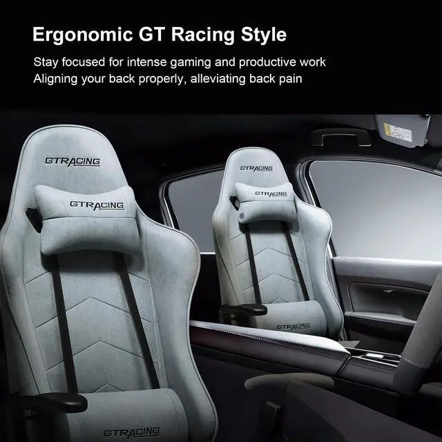 Alt view image 4 of 6 - GTRACING Gaming Chair with Footrest Big and Tall Gamer Chair Office Executive Chair Heavy Duty Adjustable Recliner with Headrest Lumbar Support Cushion Desk Chair (Water Blue)