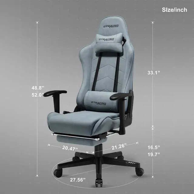 Alt view image 2 of 6 - GTRACING Gaming Chair with Footrest Big and Tall Gamer Chair Office Executive Chair Heavy Duty Adjustable Recliner with Headrest Lumbar Support Cushion Desk Chair (Water Blue)