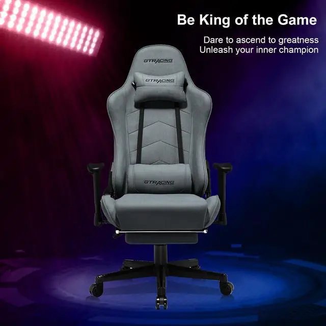 Alt view image 5 of 6 - GTRACING Gaming Chair with Footrest Big and Tall Gamer Chair Office Executive Chair Heavy Duty Adjustable Recliner with Headrest Lumbar Support Cushion Desk Chair (Water Blue)
