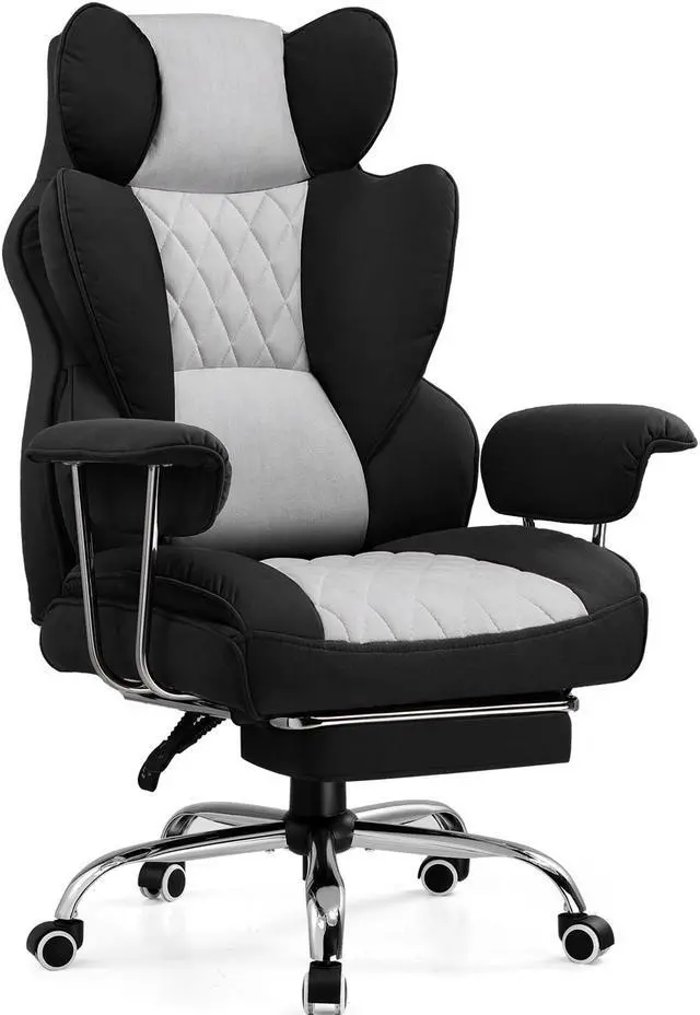 Main image of GTRACING Gaming Chair,Office Chair with Pocket Spring Lumbar Support, Ergonomic Comfortable Wide Office Desk Computer Chair with Outward Fixed Soft Armrests and Footrest (Fabric,  Black/Grey)