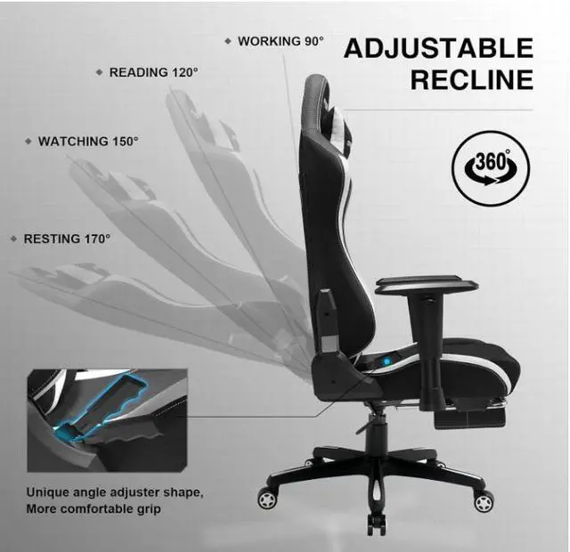 Alt view image 6 of 7 - GTRACING Gaming Chair with Footrest, Fabric Breathable Big and Tall Ergonomic Computer Chair 350 lbs with Adjustable Lumbar Support and Recliner, High Back Game Chair for Office Gaming (Black)