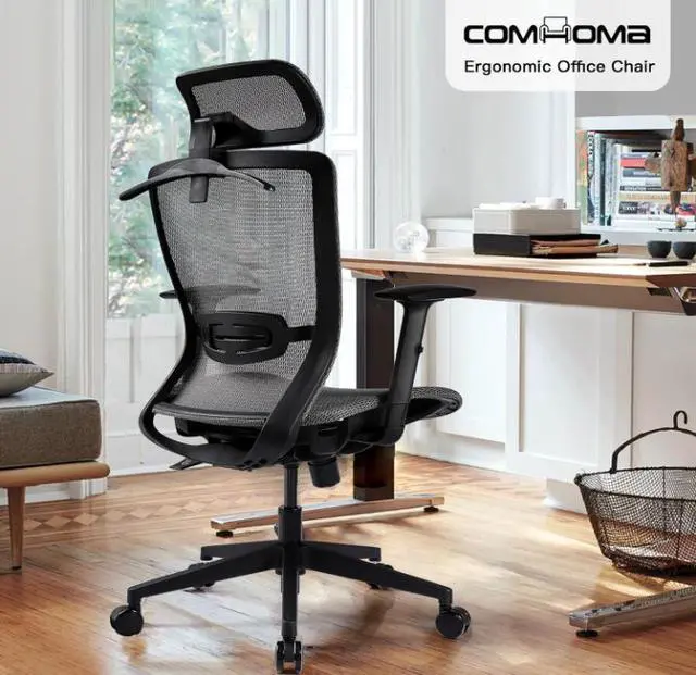 Alt view image 2 of 7 - GTPLAYER Ergonomic Office Chair, Executive Mesh Computer Desk Chair High Back Adjustable Armrest and 3D Lumbar Support, Heavy Duty Office Chair with 3D Headrest & Reclines (Grey)