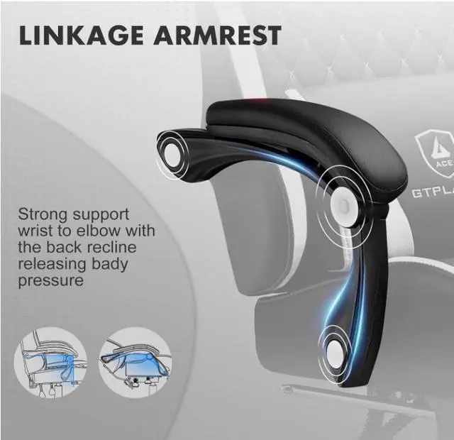 Alt view image 3 of 7 - GTPLAYER Gaming Chair, High Back Leather Computer Gaming Chair with Footrest, Ergonomic Height Adjustable Office Chair with Removable Cover and Lumbar Support for Gaming and Work (White)