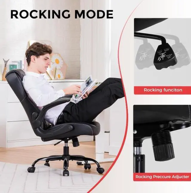 Alt view image 5 of 7 - GTRACING Office Computer Gaming Chair Ergonomic Desk Chair for Adults with Lumbar Support Flip-Up Arms Adjustable Height Swivel Wheels PU Leather Executive Design for Short People Use (Grey)