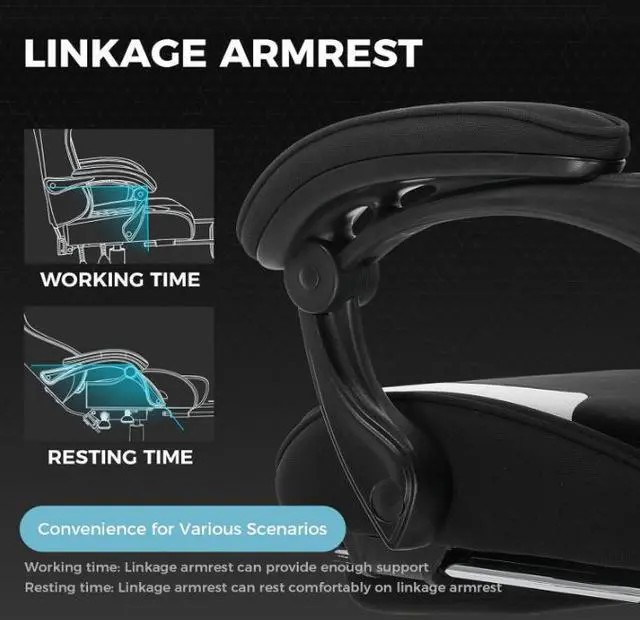 Alt view image 5 of 7 - GTPLAYER Gaming Chair, Computer Chair with Footrest and Lumbar Support, Height Adjustable Game Chair with 360°-Swivel Seat and Headrest and for Office or Gaming (Fabric, Black & Light Gray)