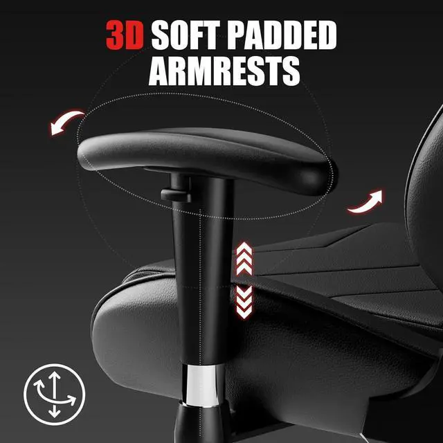 Alt view image 4 of 7 - GTRACING Gaming Chair Racing Office Computer Ergonomic Video Game Chair Backrest and Seat Height Adjustable Swivel Recliner with Headrest and Lumbar Pillow Esports Chair (Black)