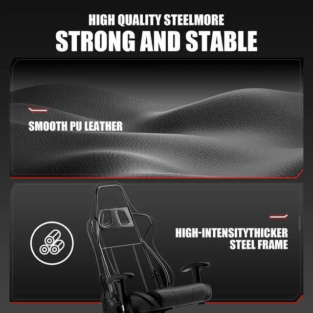 Alt view image 5 of 7 - GTRACING Gaming Chair Racing Office Computer Ergonomic Video Game Chair Backrest and Seat Height Adjustable Swivel Recliner with Headrest and Lumbar Pillow Esports Chair (Black)