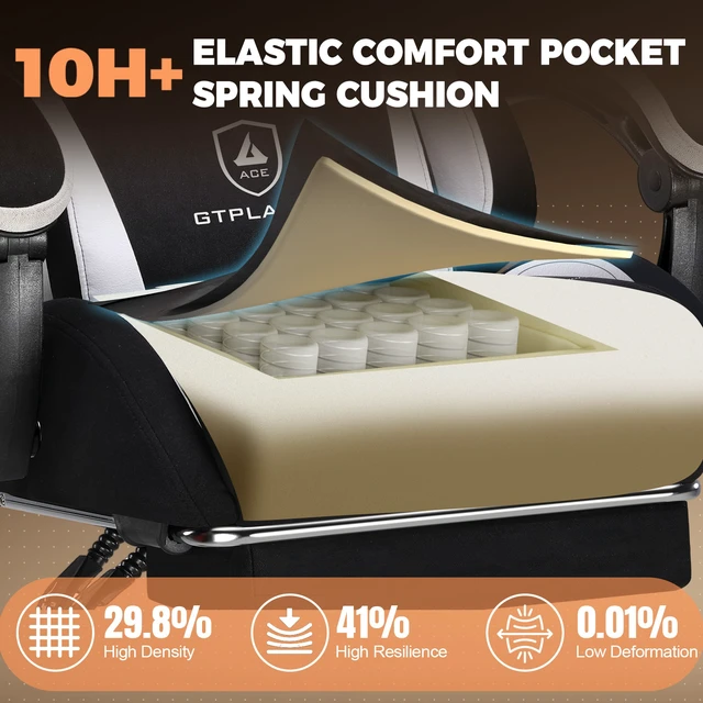 Alt view image 3 of 7 - Gaming Chair with Footrest, Big and Tall Video Game Chairs with Lumbar Support, Computer Chair for Adults with Extended Backrest, Ergonomic Reclining Silla Gamer, Fabric