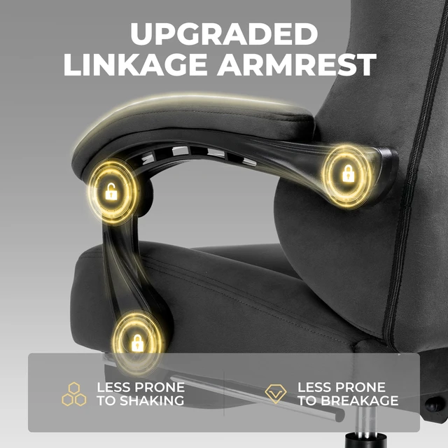 Alt view image 3 of 7 - Gaming Chair, Big and Tall, High Back Ergonomic with Pocket Spring Cushion, Footrest, Lumbar Support, 400 lbs Swivel Office Chair for Adults Grey-Velvet