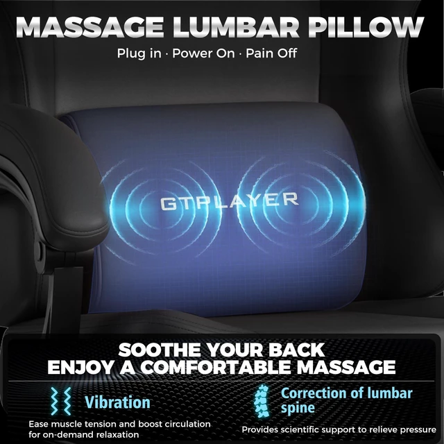 Alt view image 2 of 7 - Gaming Chair, Big and Tall, High Back Ergonomic with Pocket Spring Cushion, Footrest, Lumbar Support, 400 lbs Swivel Office Chair for Adults Black-Massage pillow PU-Leather