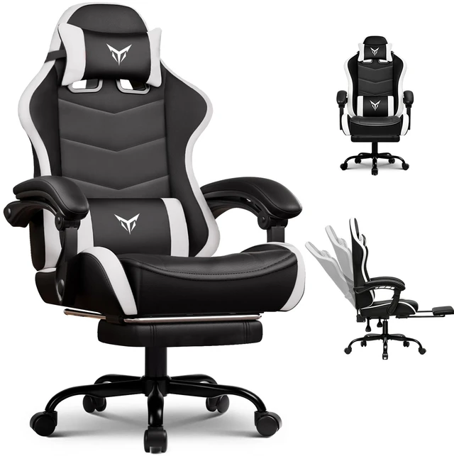 Main image of Gaming Chair, Ergonomic Computer Chair 350lbs High Back for Adults, Height Adjustable Video Game Chair with Headrest and Lumbar Support, 360° Swivel, PU Leather