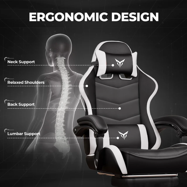 Alt view image 6 of 7 - Gaming Chair, Ergonomic Computer Chair 350lbs High Back for Adults, Height Adjustable Video Game Chair with Headrest and Lumbar Support, 360° Swivel, PU Leather