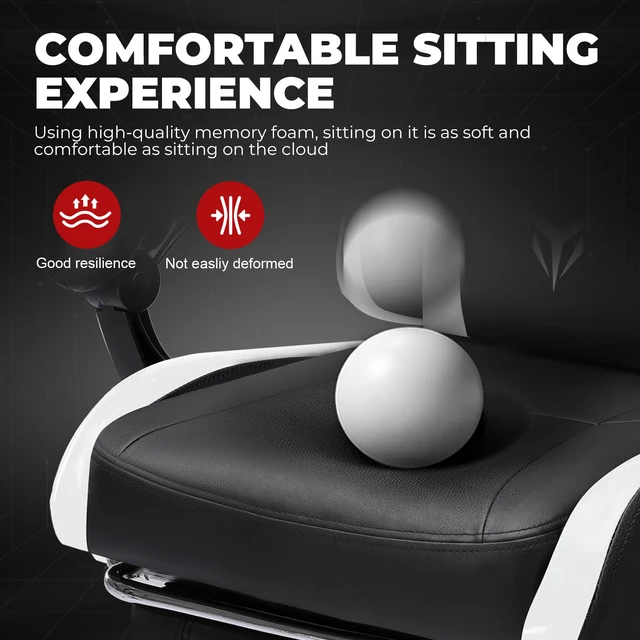 Alt view image 5 of 7 - Gaming Chair, Ergonomic Computer Chair 350lbs High Back for Adults, Height Adjustable Video Game Chair with Headrest and Lumbar Support, 360° Swivel, PU Leather