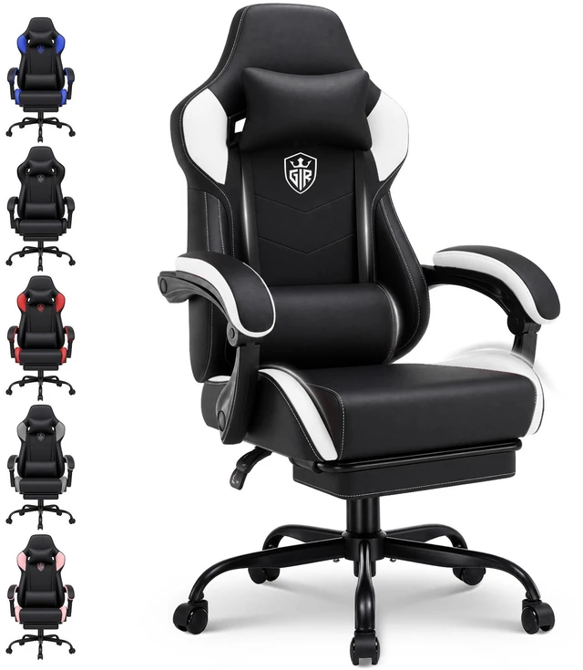 Main image of Gaming Chair with Footrest, High Back Computer Chairs for Adults with Linkage Armrest Lumbar Support Heavy Duty 350lbs Ergonomic Swivel PC Game Chair for Office