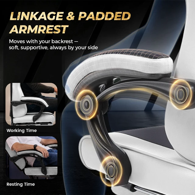 Alt view image 3 of 7 - Video Gaming Chair Fabric, Ergonomic Computer Chair with Footrest and Pocket Spring Cushion, Height Adjustable Video Gamer Chair with Lumbar Support for Adults
