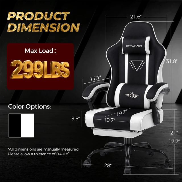 Alt view image 7 of 7 - Video Gaming Chair Fabric, Ergonomic Computer Chair with Footrest and Pocket Spring Cushion, Height Adjustable Video Gamer Chair with Lumbar Support for Adults