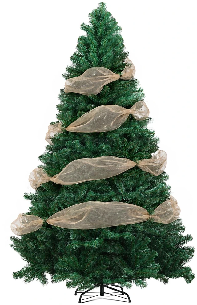 Main image of GTPLAYER 6 ft Artificial Christmas Tree, 1010 PE & PVC Branch Tips, Layered Full Shape, Hinged Setup, Foldable Metal Stand, 36.237.4 in Width