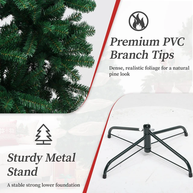 Alt view image 4 of 7 - GTPLAYER 6 ft Artificial Christmas Tree, 1010 PE & PVC Branch Tips, Layered Full Shape, Hinged Setup, Foldable Metal Stand, 36.237.4 in Width