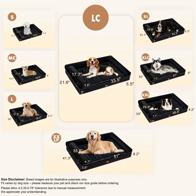 Alt view image 7 of 7 - GTPLAYER Dog Bed, Egg-Crate Foam Pressure Relief with Waterproof Washable Pet Bed with 2-in-1 Cooling/Warming Pad, Non-Slip Bottom, Detachable Pillows, Ideal for All Dogs 33.5" x 21.6" x 5.5" Black