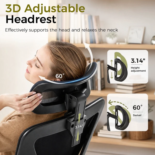 Alt view image 3 of 7 - GTPLAYER Office Ergonomic Desk Chair 3D Headrest with High Back Mesh,
300LBS Swivel Gaming Chair Featuring Adjustable Lumbar Support & Armrests, Comfortable Computer Chairs