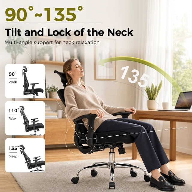 Alt view image 5 of 7 - GTPLAYER Office Ergonomic Desk Chair 3D Headrest with High Back Mesh,
300LBS Swivel Gaming Chair Featuring Adjustable Lumbar Support & Armrests, Comfortable Computer Chairs