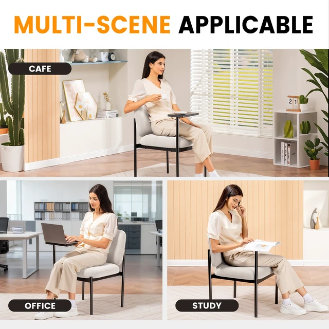 Alt view image 2 of 7 - GTPLAYER Accent Leisure Chair, Lounge Relaxing Chair with 270° Rotating Small Table, Modern Upholstered Chairs with Metal Legs for Living Room/Bedroom/Garden