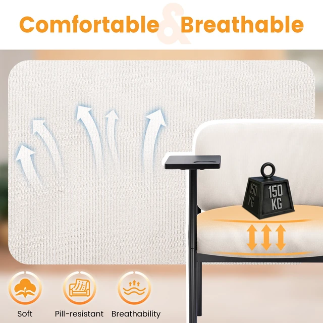 Alt view image 6 of 7 - GTPLAYER Accent Leisure Chair, Lounge Relaxing Chair with 270° Rotating Small Table, Modern Upholstered Chairs with Metal Legs for Living Room/Bedroom/Garden