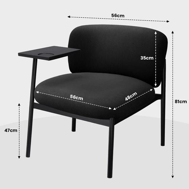 Alt view image 7 of 7 - GTPLAYER Accent Leisure Chair, Lounge Relaxing Chair with 270° Rotating Small Table, Modern Upholstered Chairs with Metal Legs for Living Room/Bedroom/Garden Black