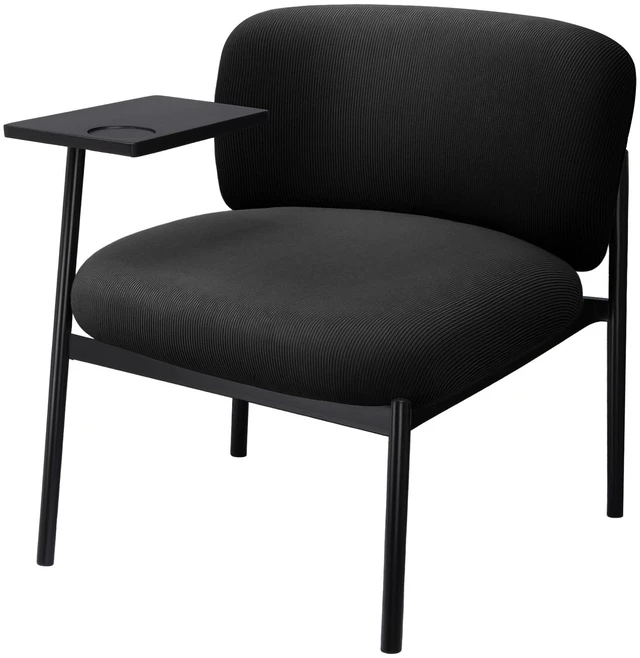 Main image of GTPLAYER Accent Leisure Chair, Lounge Relaxing Chair with 270° Rotating Small Table, Modern Upholstered Chairs with Metal Legs for Living Room/Bedroom/Garden Black
