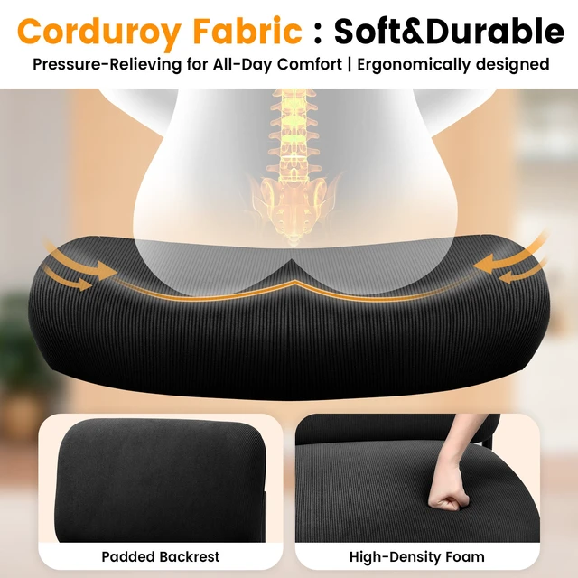 Alt view image 4 of 7 - GTPLAYER Accent Leisure Chair, Lounge Relaxing Chair with 270° Rotating Small Table, Modern Upholstered Chairs with Metal Legs for Living Room/Bedroom/Garden Black