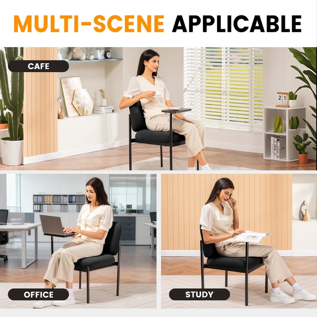 Alt view image 6 of 7 - GTPLAYER Accent Leisure Chair, Lounge Relaxing Chair with 270° Rotating Small Table, Modern Upholstered Chairs with Metal Legs for Living Room/Bedroom/Garden Black